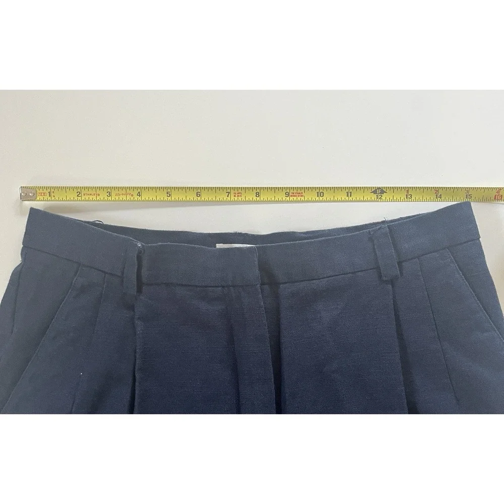 Liz‎ Claiborne Women's Size 12 Kylie Pant Pleat Navy 60% Linen / 40% Cotton